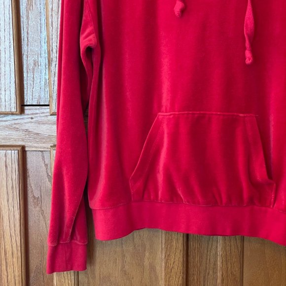 Juicy Couture Spell Out Los Angeles Womens Size XS Oversized Red Velour Hoodie - Picture 6 of 15
